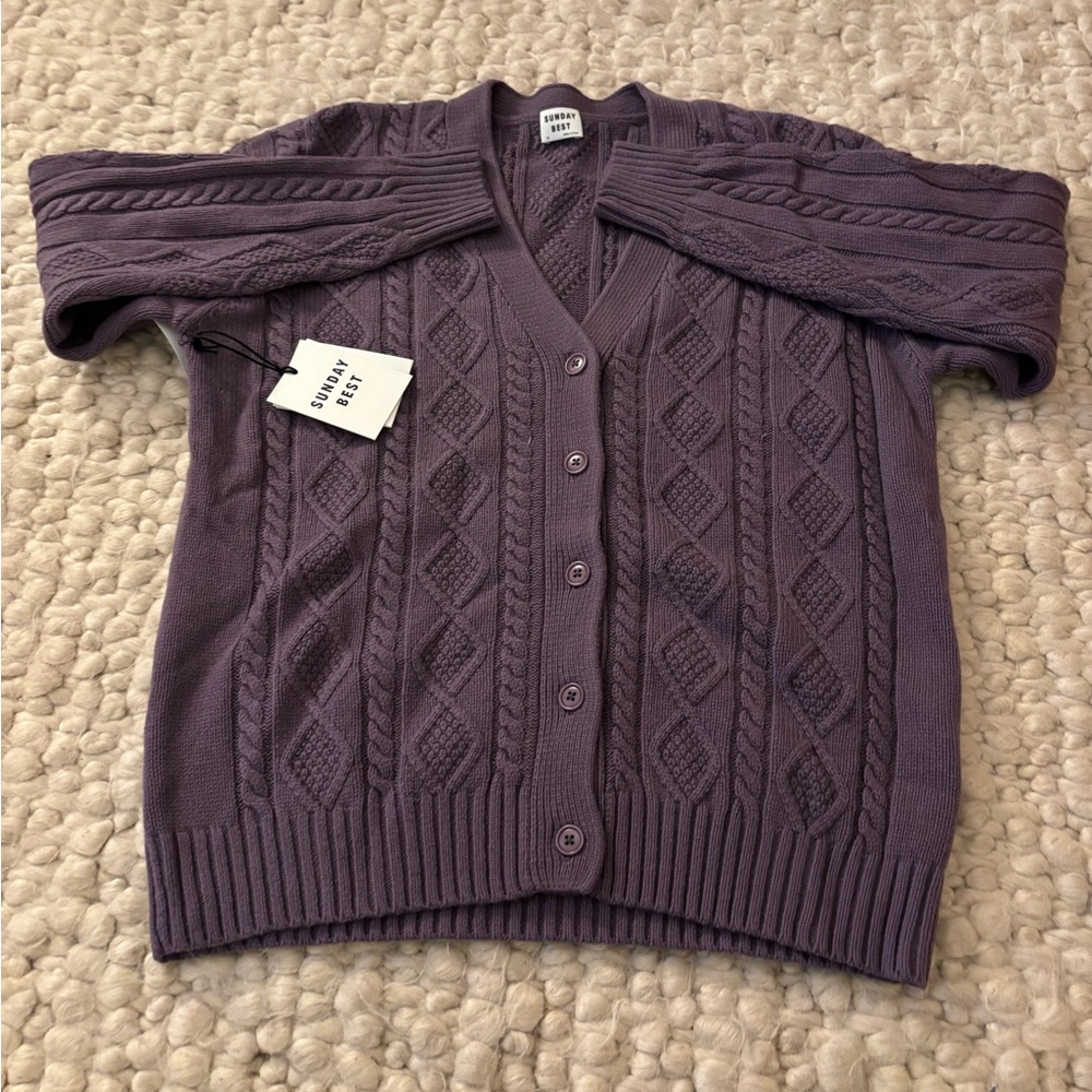 Sunday Best Purple Cardigan Sweater Size XS